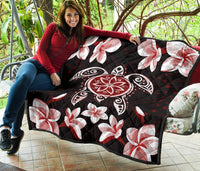 Hawaiian Reddie Turtle Plumeria Quilt - Polynesian Pride