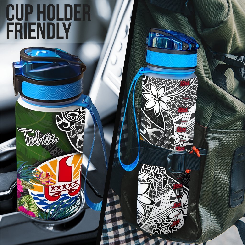 Tahiti Hydro Tracking Bottle - Turtle Plumeria Banana Leaf - Polynesian Pride