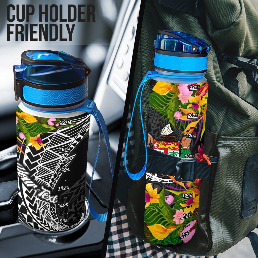 Fiji Custom Personalised Hydro Tracking Bottle - Seal Spiral Polynesian Patterns - Polynesian Pride