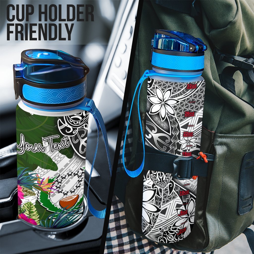 Pohnpei Custom Personalised Hydro Tracking Bottle White - Turtle Plumeria Banana Leaf - Polynesian Pride