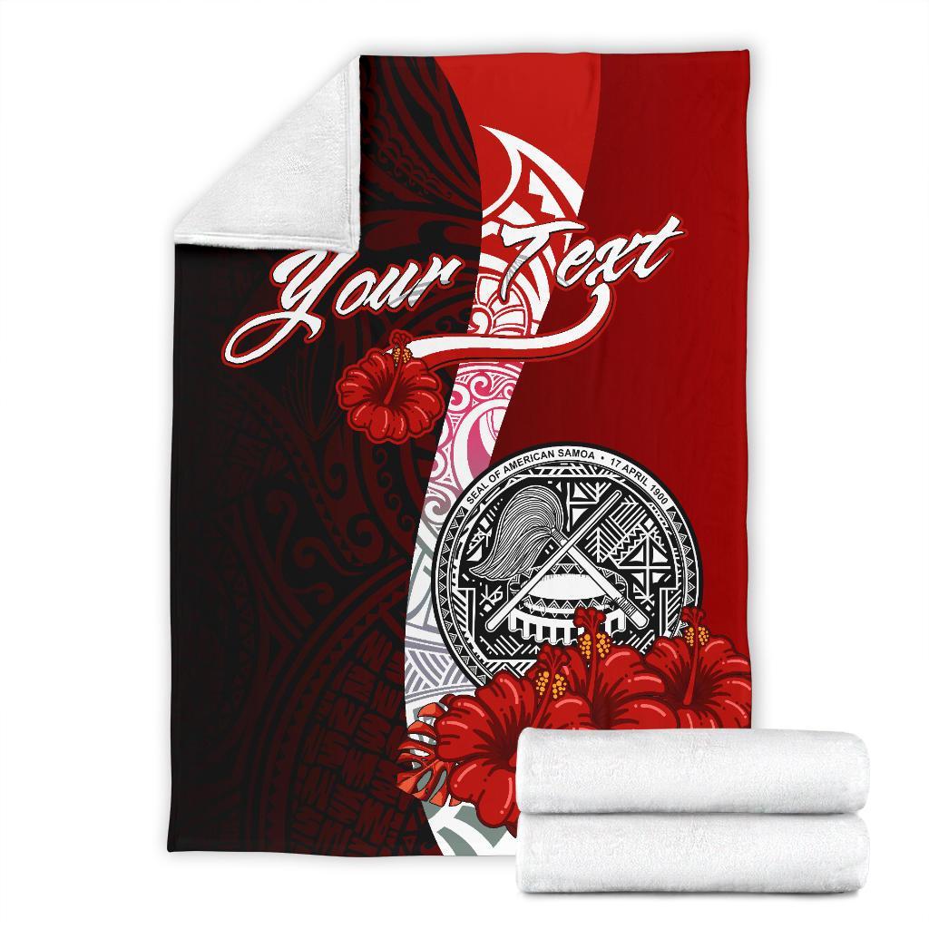 American Samoa Polynesian Custom Personalised Premium Blanket - Coat Of Arm With Hibiscus - Polynesian Pride
