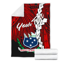 Samoa Polynesian Custom Personalised Premium Blanket - Tribal Wave Tattoo Flag Tattoo - Polynesian Pride