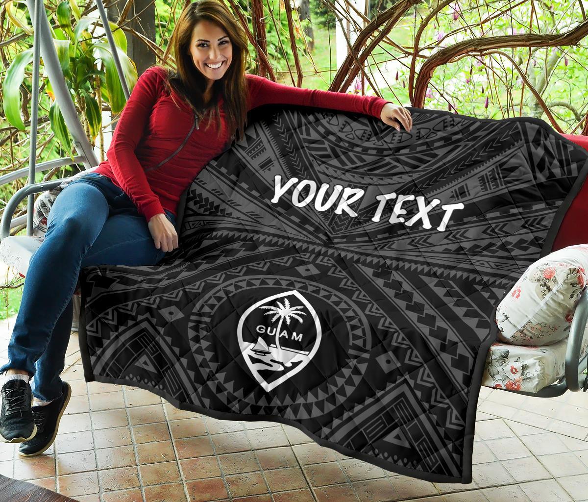 Guam Personalised Premium Quilt - Guam Seal With Polynesian Tattoo Style (Black) - Polynesian Pride