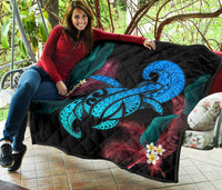 Hawaii Turtle Polynesian Tropical Premium Quilt - Ghia Style Turquoise - Polynesian Pride