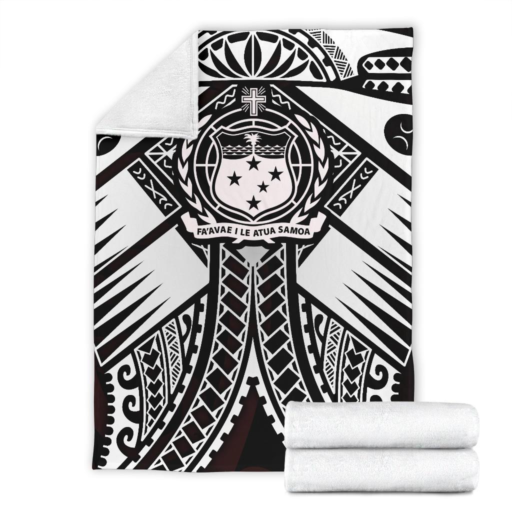 Samoa Polynesian Premium Blanket - Samoa White Seal with Polynesian Tattoo - Polynesian Pride