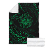 Hawaii Coat Of Arms Premium Blanket - Green - Frida Style - Polynesian Pride