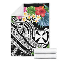 Wallis and Futuna Polynesian Premium Blanket - Summer Plumeria (Black) - Polynesian Pride