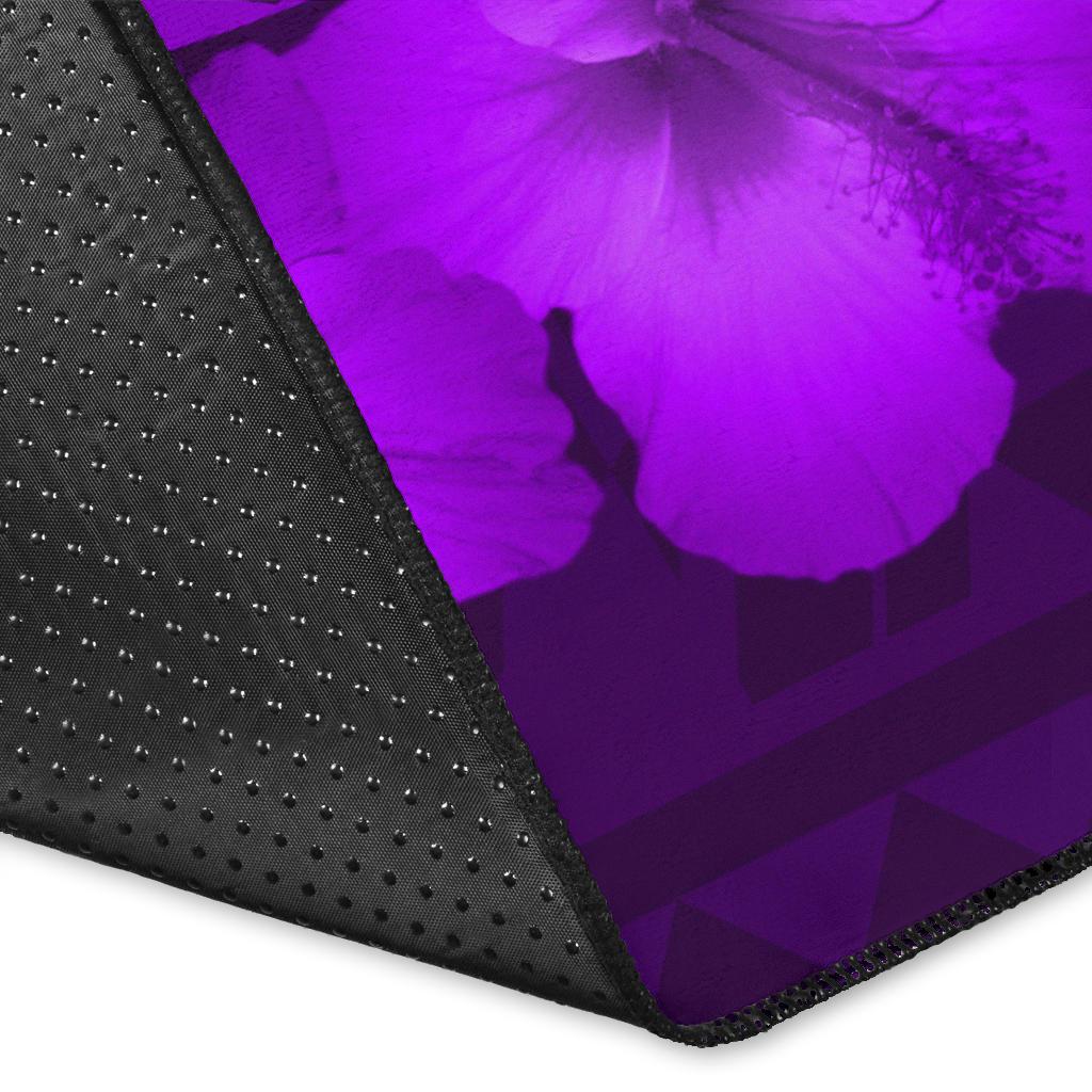 Hawaii Yin Yang Turtle Shark Hibiscus Plumeria Rug - Purple - Polynesian Pride