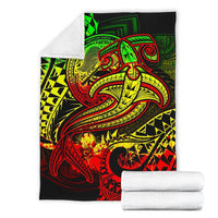 American Samoa Premium Blanket - Reggae Shark Polynesian Tattoo - Polynesian Pride