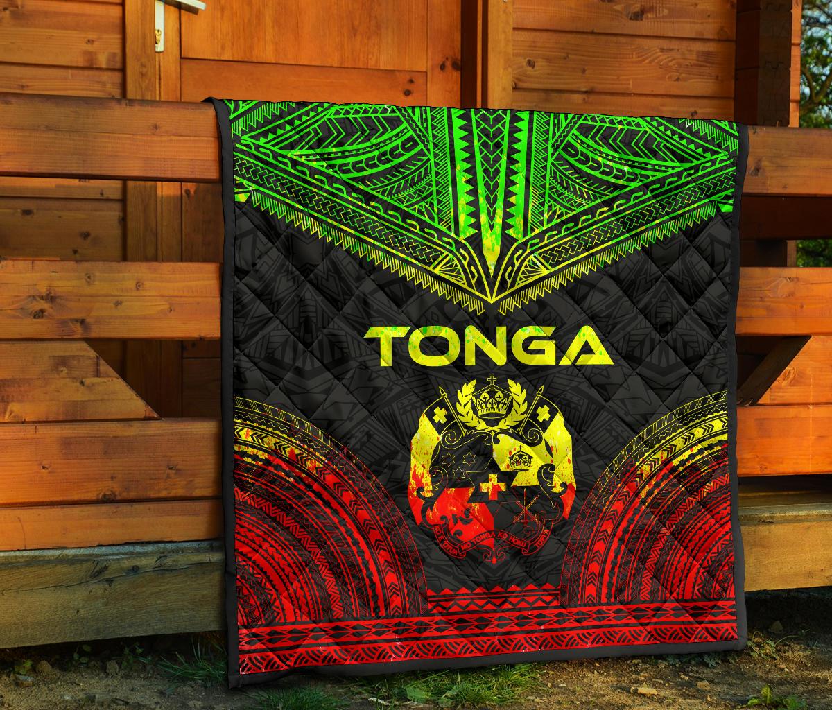 Tonga Premium Quilt - Tonga Coat Of Arms Polynesian Chief Reggae Version - Polynesian Pride