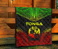 Tonga Premium Quilt - Tonga Coat Of Arms Polynesian Chief Reggae Version - Polynesian Pride