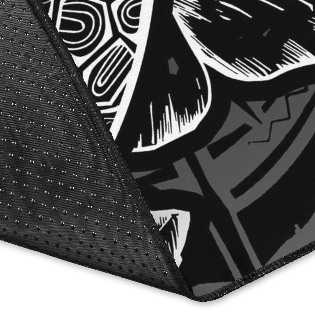 Nauru Area Rugs Turtle Hibiscus Black - Polynesian Pride