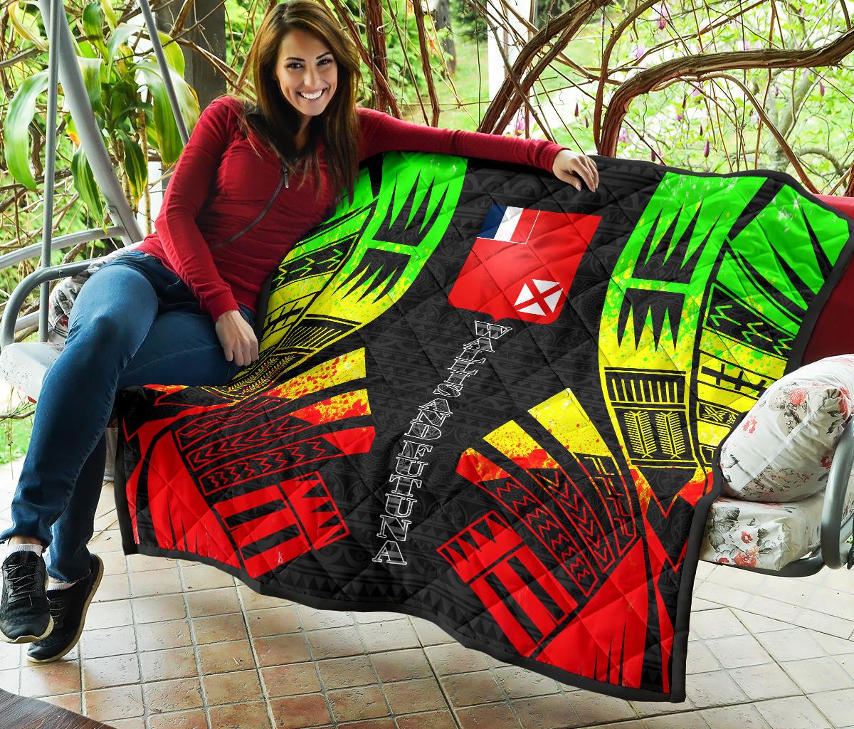 Wallis And Futuna Premium Quilt -Wallis And Futuna Coat Of Arms Polynesian Reggae Tattoo Red - Polynesian Pride