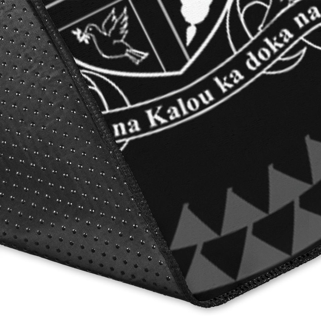 Fiji Personalised Area Rug - Fiji Seal With Polynesian Tattoo Style ( Black) - Polynesian Pride