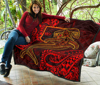 Fiji Premium Quilt - Red Shark Polynesian Tattoo - Polynesian Pride
