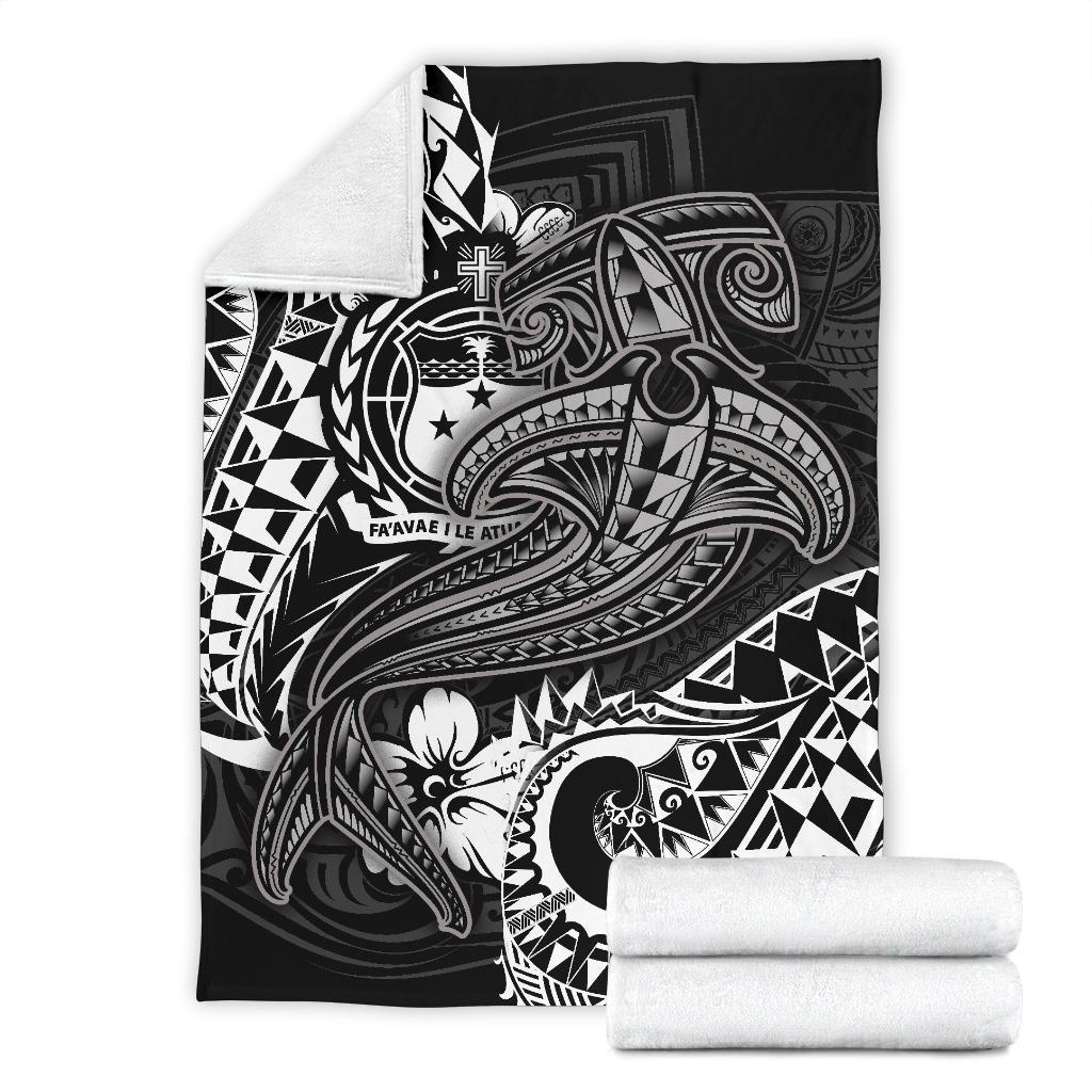 Samoa Premium Blanket - White Shark Polynesian Tattoo - Polynesian Pride