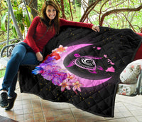 Hawaii Map Moon Star Turtle Plumeria Hibiscus Premium Quilt - Polynesian Pride