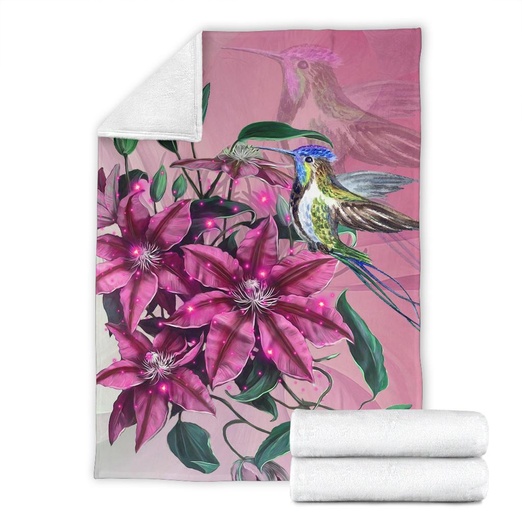 Hawaii Clematis Humming Bird Premium Blanket - Polynesian Pride