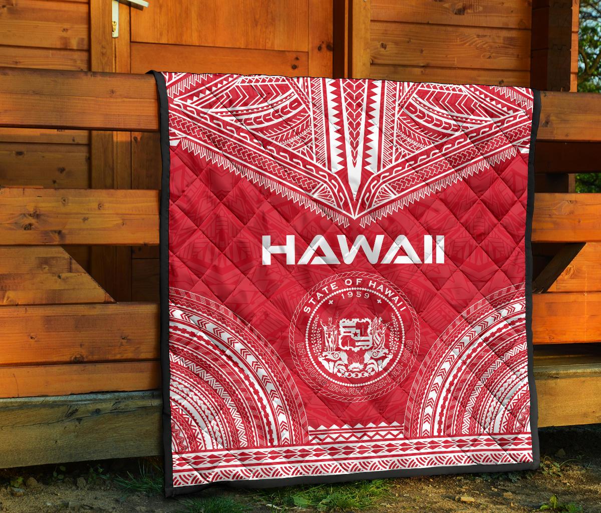 Hawaii Premium Quilt - Hawaii Seal Polynesian Chief Red Version - Polynesian Pride