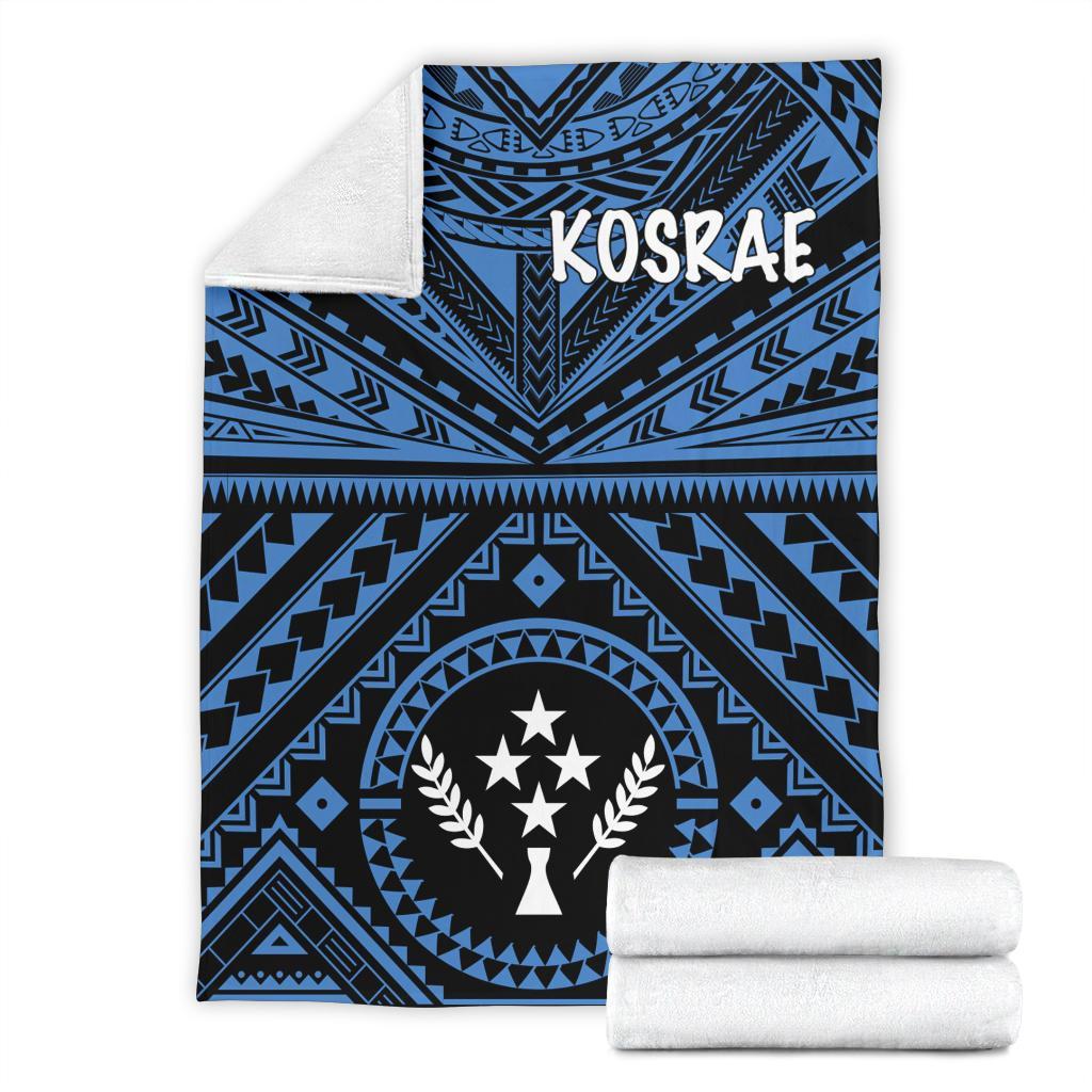 Kosrae Premium Blanket - Kosrae Flag In Polynesian Tattoo Style (Blue) - Polynesian Pride