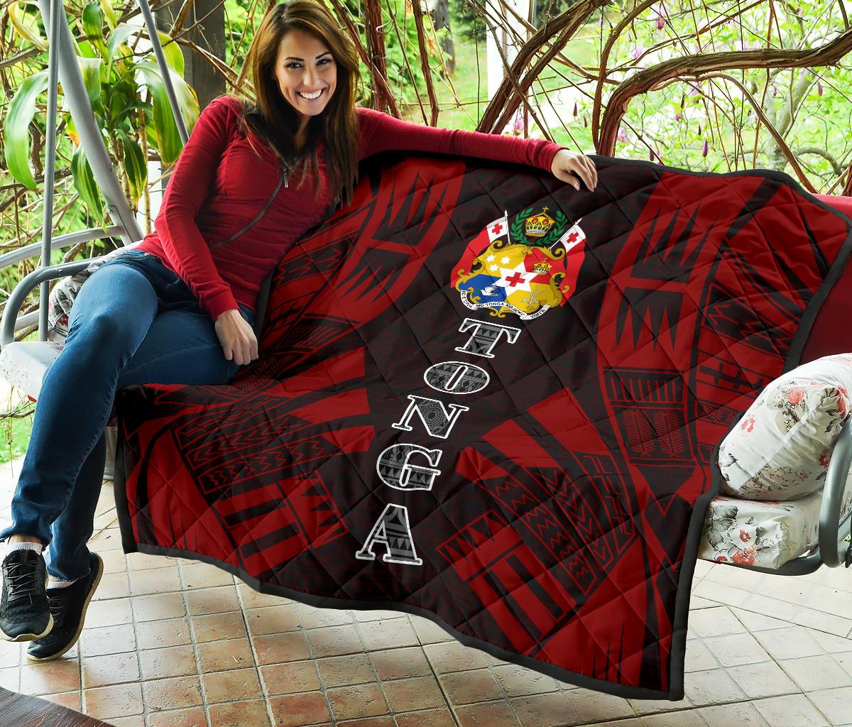 Tonga Premium Quilt - Tonga Coat Of Arms Polynesian Red Tattoo - Polynesian Pride