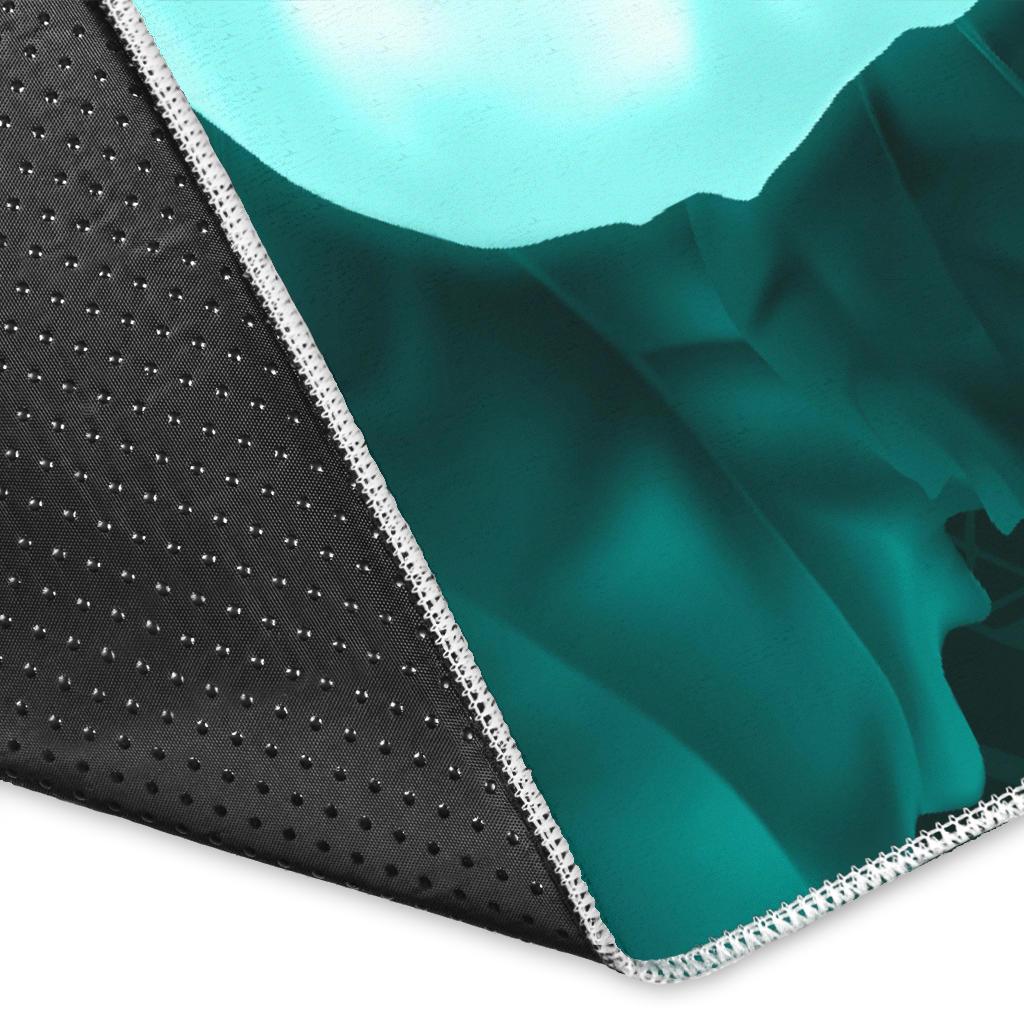 Polynesian Area Rug Turtle And Hibiscus Turquoise - Polynesian Pride