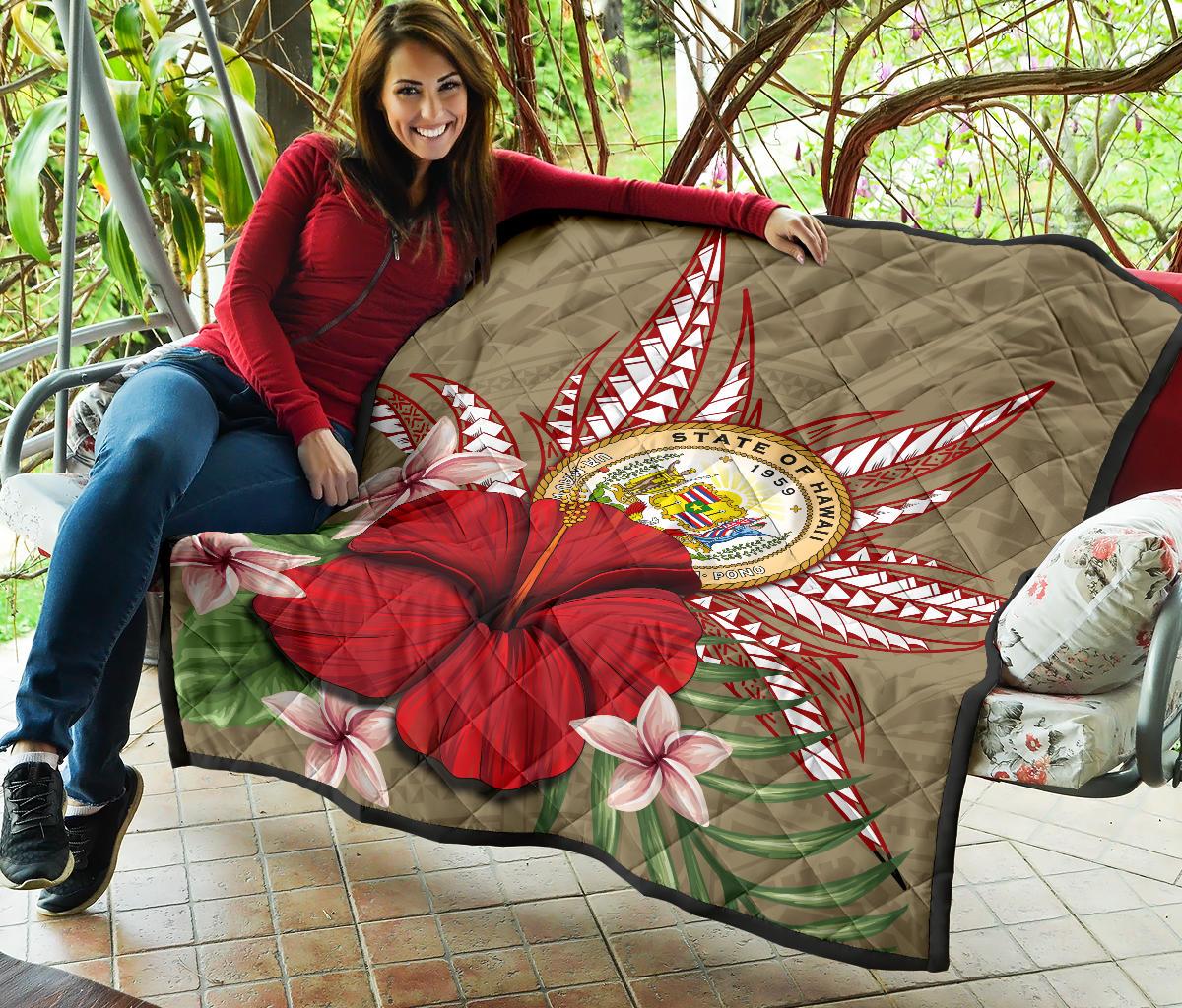 Hawaii Polynesian Coat Of Arm Tropical Premium Quilt - AH - Polynesian Pride