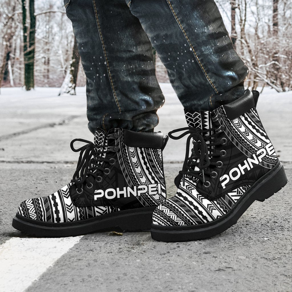 Pohnpei Leather Boots - Polynesian Black Chief Version - Polynesian Pride