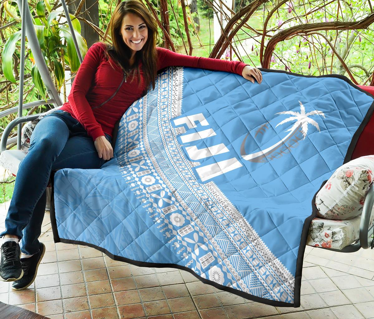 Fiji Tapa Rugby Premium Quilt version Style You Win - Blue - Polynesian Pride
