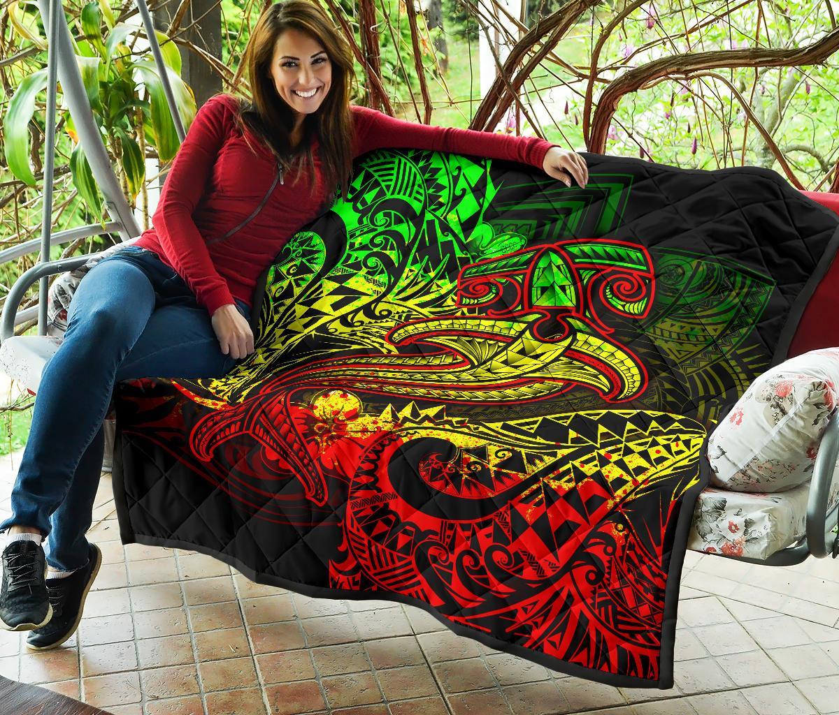 Polynesian Premium Quilt - Reggae Shark Polynesian Tattoo - Polynesian Pride