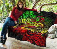 Polynesian Premium Quilt - Reggae Shark Polynesian Tattoo - Polynesian Pride