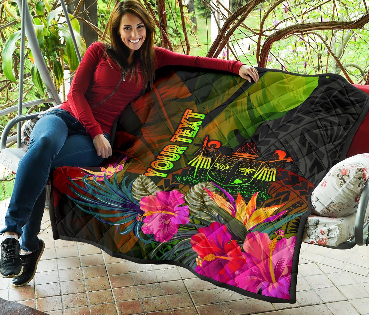 Fiji Polynesian Personalised Premium Quilt - Hibiscus and Banana Leaves - Polynesian Pride