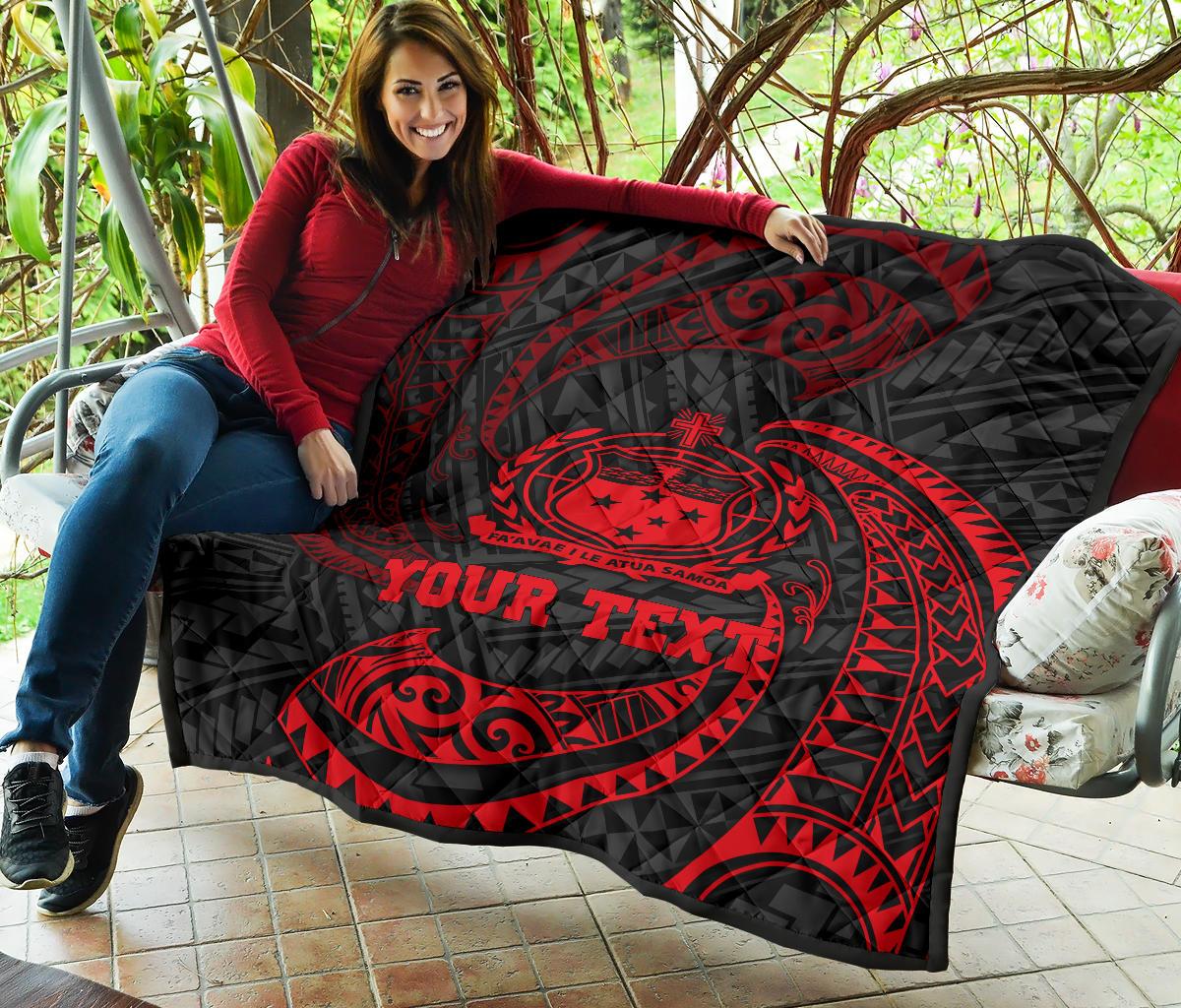 Samoa Polynesian Custom Personalised Premium Quilt - Red Tribal Wave - Polynesian Pride