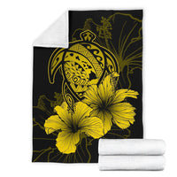 Hawaii Hibiscus Premium Blanket - Turtle Map - Yellow AH - Polynesian Pride