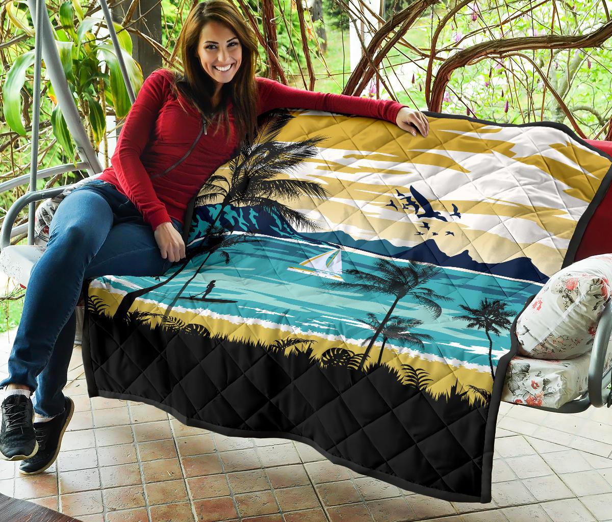 Hawaiian Poster View Classic Premium Quilt - Polynesian Pride