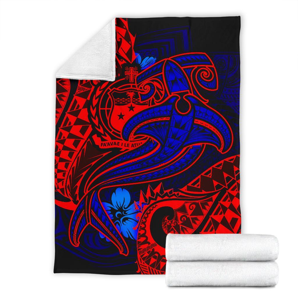Samoa Premium Blanket - Blue Shark Polynesian Tattoo - Polynesian Pride