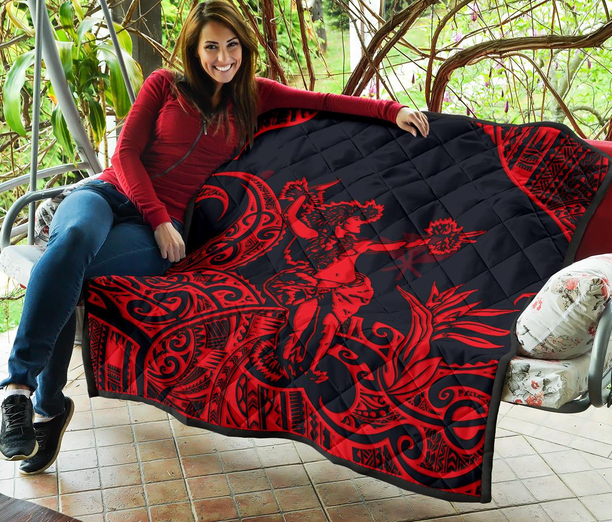 Polynesian Hawaii Premium Quilt - Hula Girl Red - Polynesian Pride