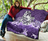 Maori Manaia The Blue Sea Premium Quilt, Purple - Polynesian Pride
