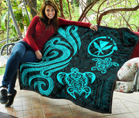 Hawaii Premium Quilt - Turquoise Tentacle Turtle - Polynesian Pride
