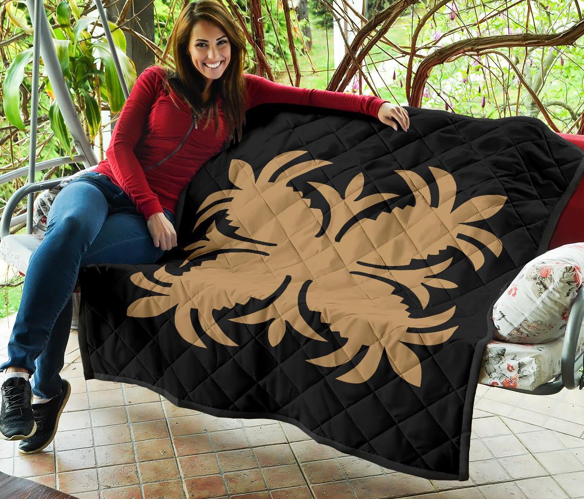 Hawaiian Premium Quilt Royal Pattern - Black And Gold - A2 Style - AH J2 - Polynesian Pride