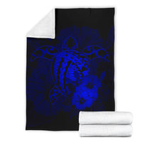 Hawaii Hibiscus Premium Blanket - Harold Turtle - Blue - Polynesian Pride