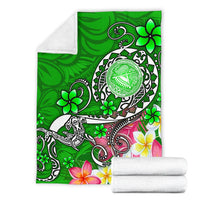 American Samoa Polynesian Premium Blanket - Turtle Plumeria (Green) - Polynesian Pride