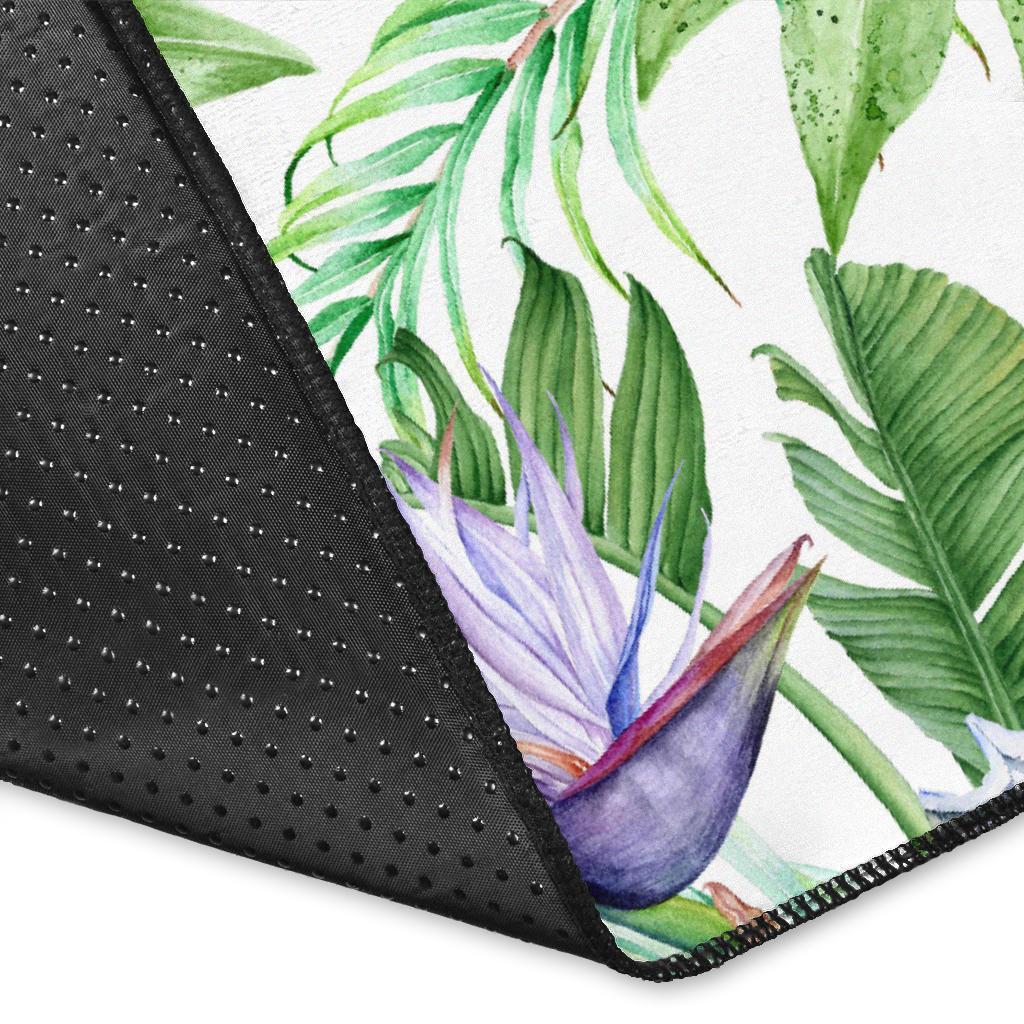 Tropical Orange Orchids Strelitzia Monstera Rug - Polynesian Pride