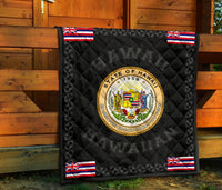Hawaii Flag Polynesian Premium Quilt Gray - Love Style - Polynesian Pride
