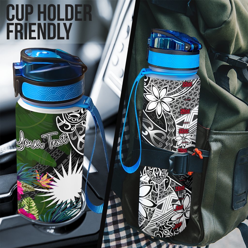 Marshall Islands Custom Personalised Hydro Tracking Bottle - Turtle Plumeria Banana Leaf - Polynesian Pride