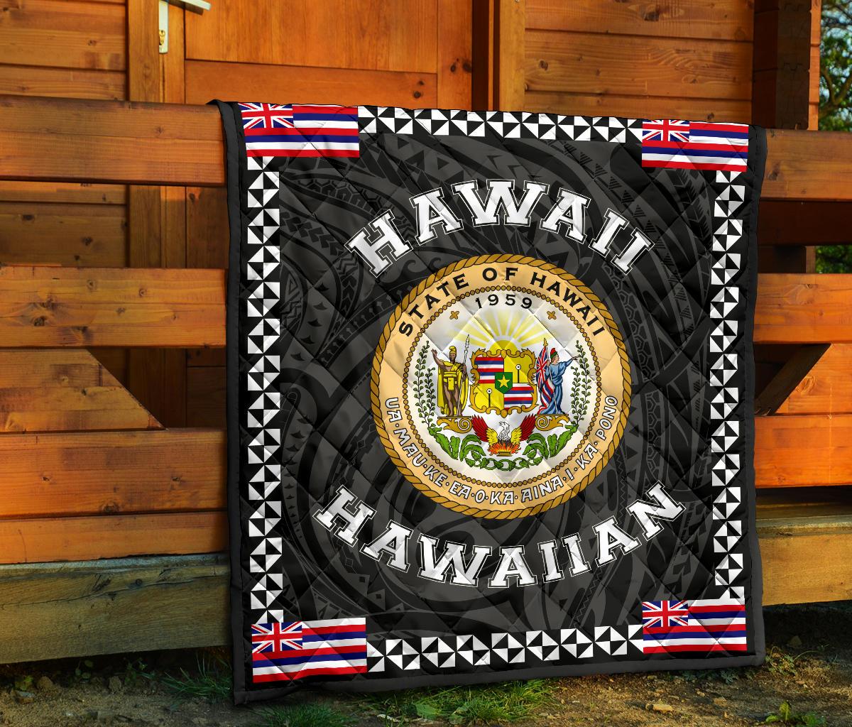 Hawaii Flag Polynesian Premium Quilt White - Love Style - Polynesian Pride