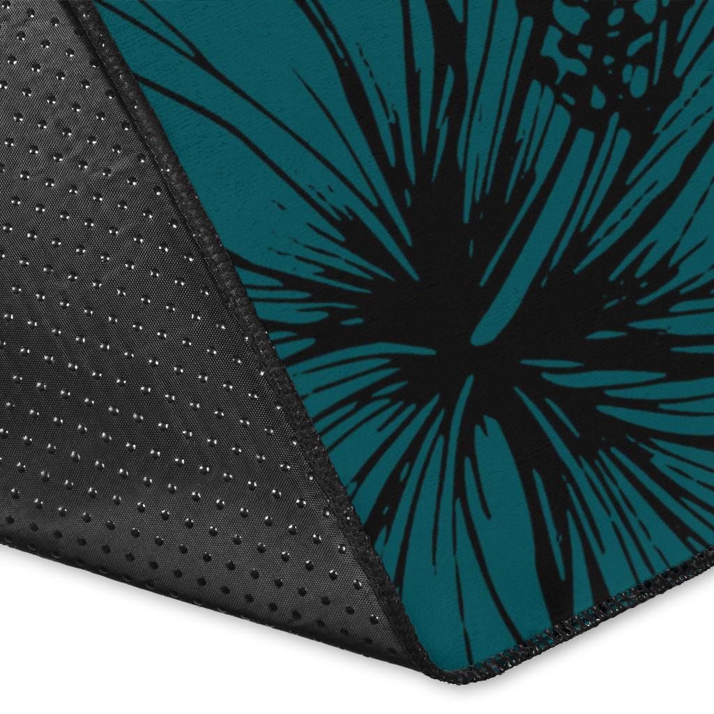 Tonga Polynesian Area Rug - Summer Plumeria (Turquoise) - Polynesian Pride