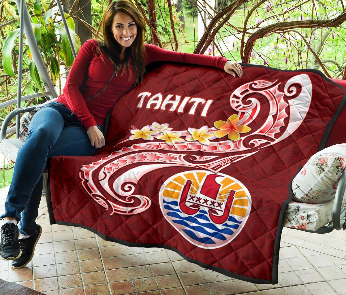 Tahiti Premium Quilt - Tahiti Seal Polynesian Patterns Plumeria - Polynesian Pride