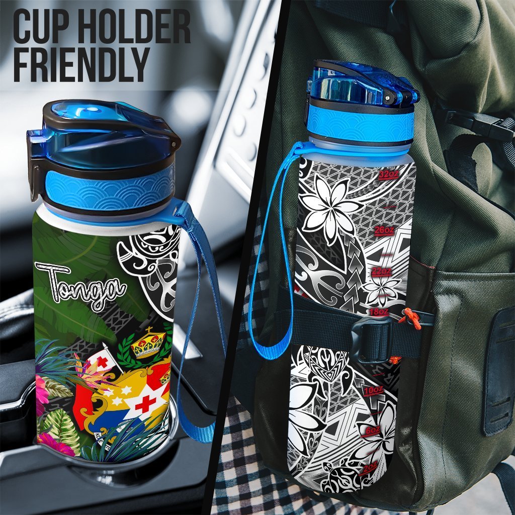 Tonga Hydro Tracking Bottle - Turtle Plumeria Banana Leaf - Polynesian Pride