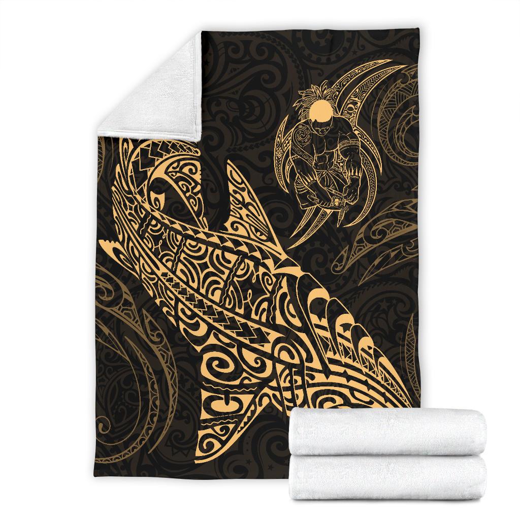 Shark Polynesian Blanket - Polynesian Tattoo Gold - Polynesian Pride